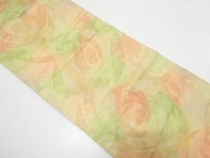 抽象薔薇模様織り出し　暈し　名古屋帯